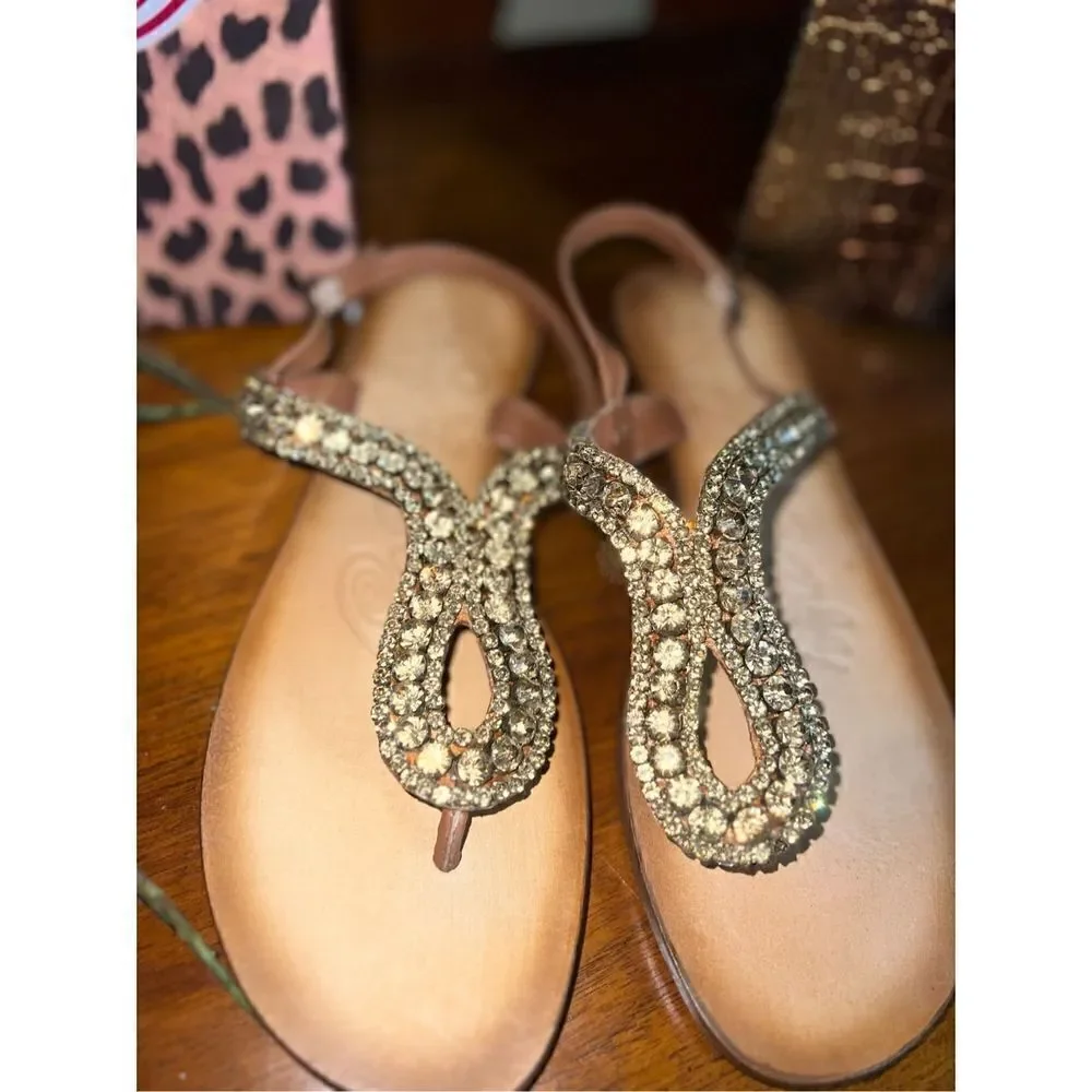 Naughty Monkey NIB Pony Pass Gold Jeweled Flats Size 9.5